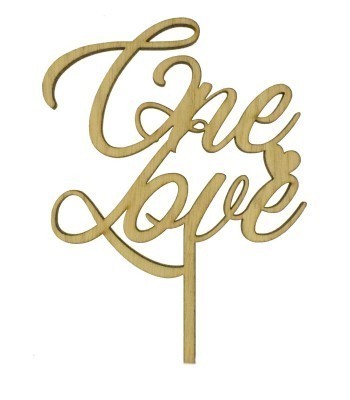 Laser Cut Oak Veneer 'One Love' Cake Topper
